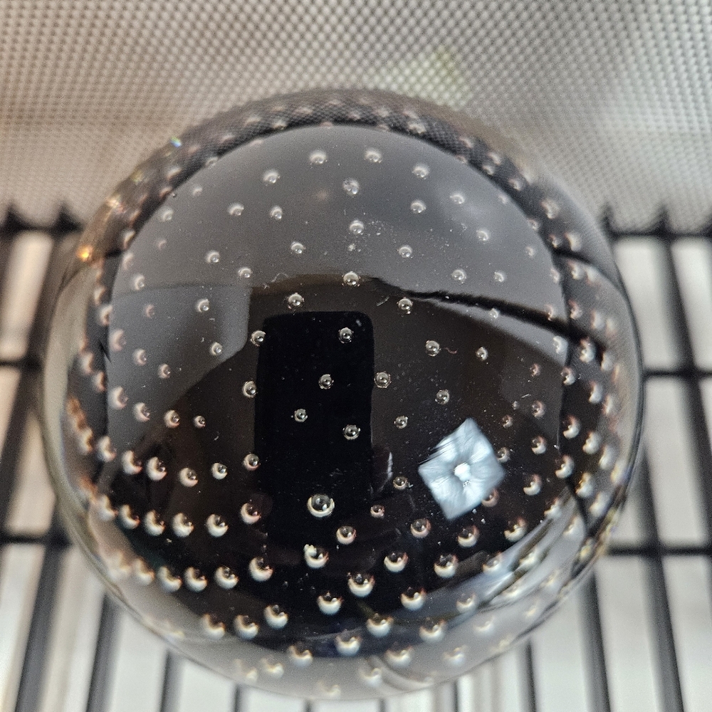 Vintage Black Murano Bullicante Art Glass Paperweight Decor - Picture 7 of 10